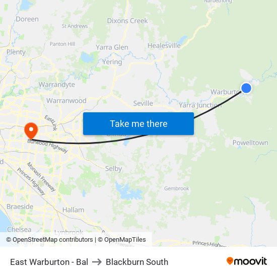 East Warburton - Bal to Blackburn South map