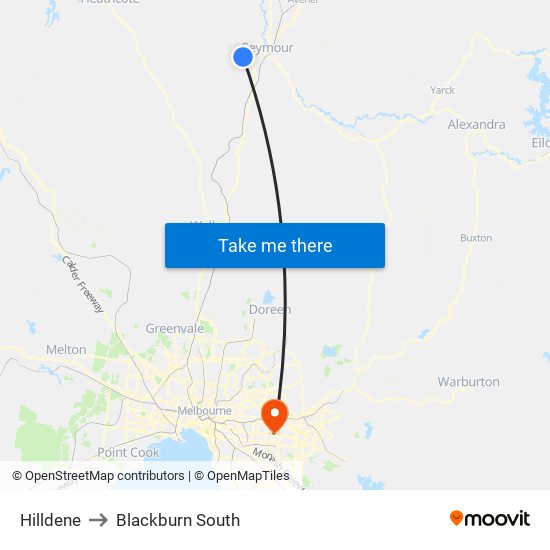 Hilldene to Blackburn South map