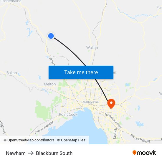 Newham to Blackburn South map