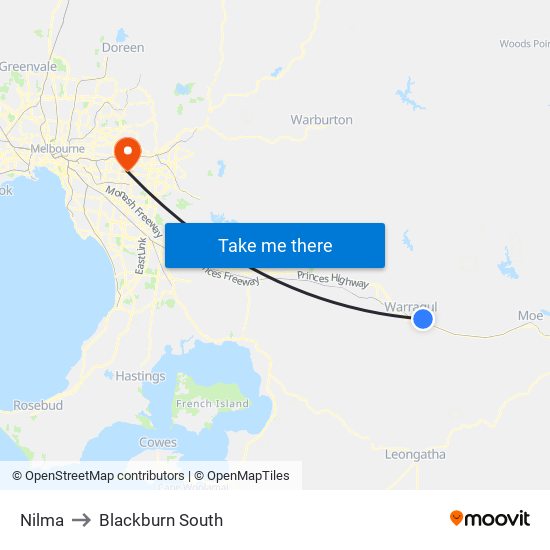 Nilma to Blackburn South map