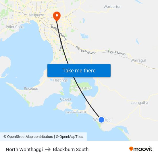 North Wonthaggi to Blackburn South map