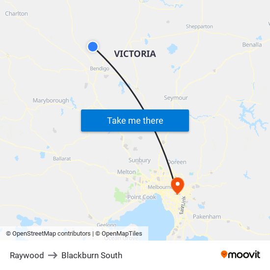 Raywood to Blackburn South map