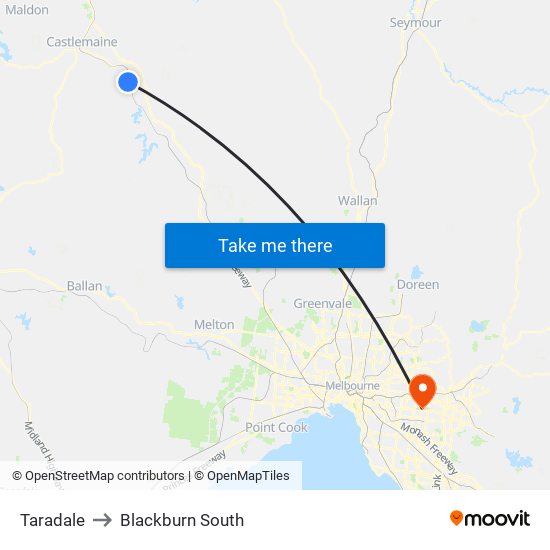 Taradale to Blackburn South map