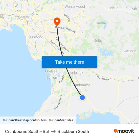 Cranbourne South - Bal to Blackburn South map