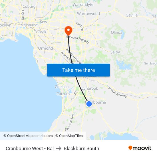 Cranbourne West - Bal to Blackburn South map