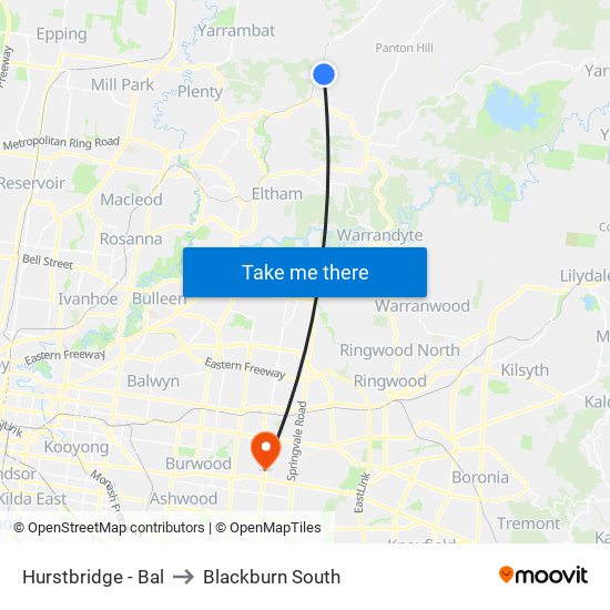 Hurstbridge - Bal to Blackburn South map