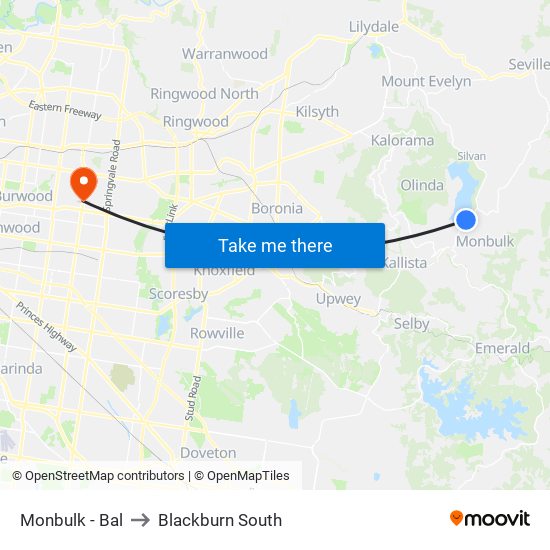 Monbulk - Bal to Blackburn South map