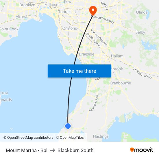 Mount Martha - Bal to Blackburn South map