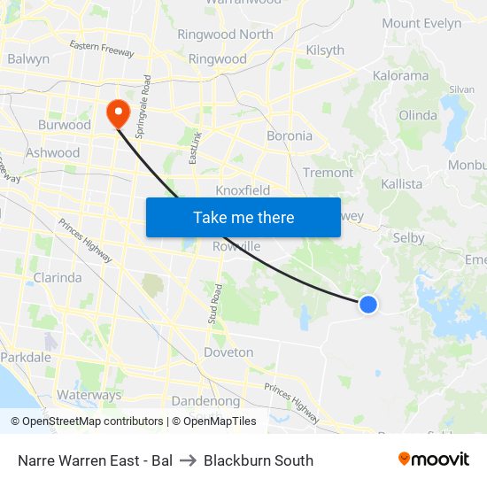 Narre Warren East - Bal to Blackburn South map