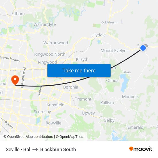 Seville - Bal to Blackburn South map