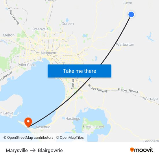 Marysville to Blairgowrie map