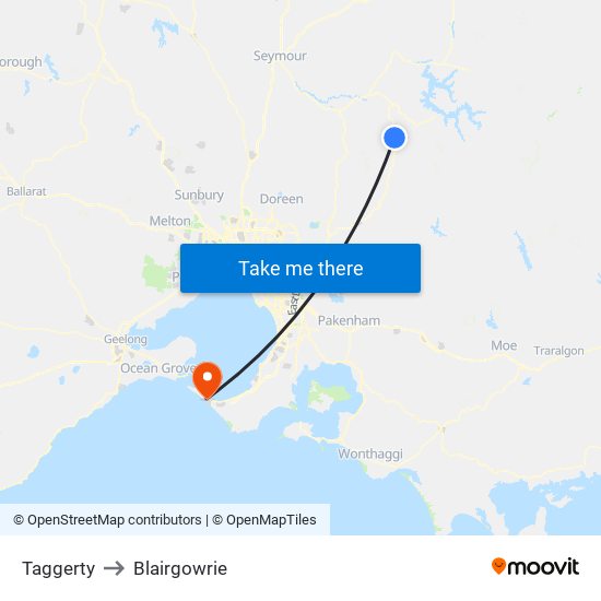 Taggerty to Blairgowrie map