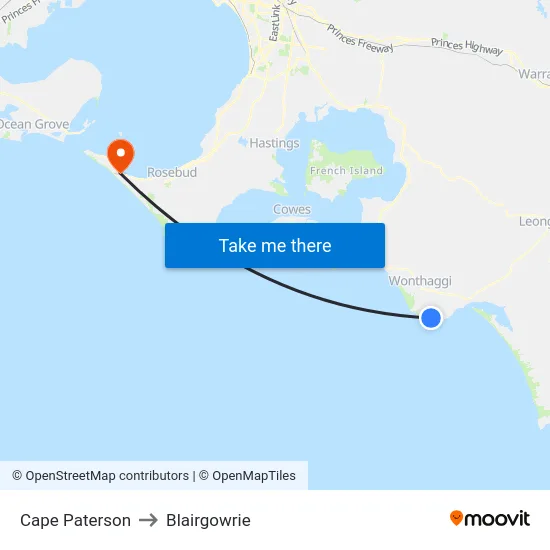 Cape Paterson to Blairgowrie map