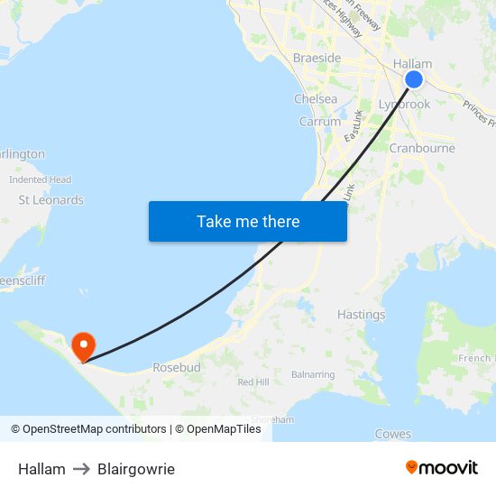 Hallam to Blairgowrie map