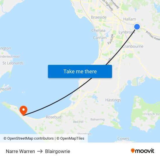 Narre Warren to Blairgowrie map