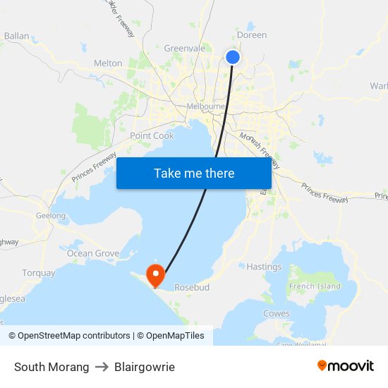 South Morang to Blairgowrie map