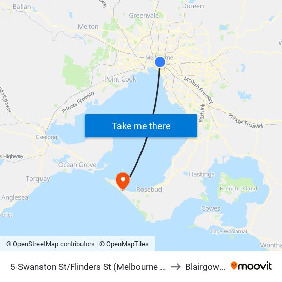 5-Swanston St/Flinders St (Melbourne City) to Blairgowrie map