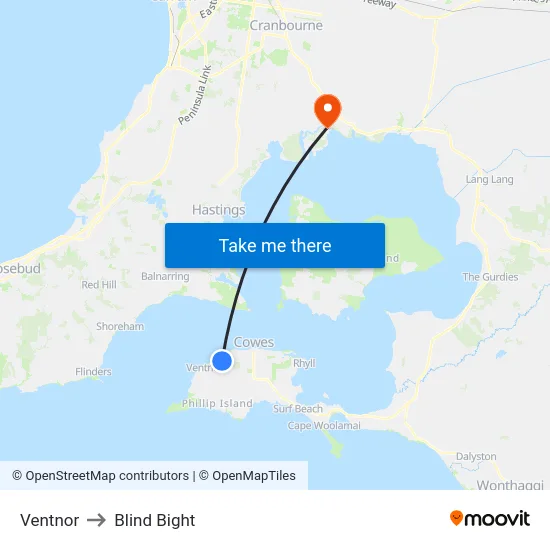 Ventnor to Blind Bight map