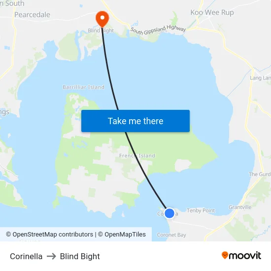 Corinella to Blind Bight map