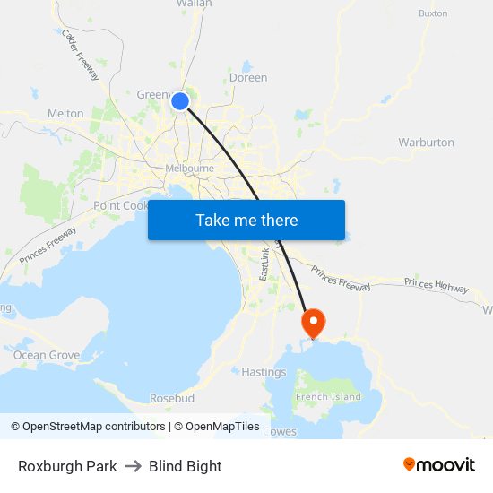 Roxburgh Park to Blind Bight map