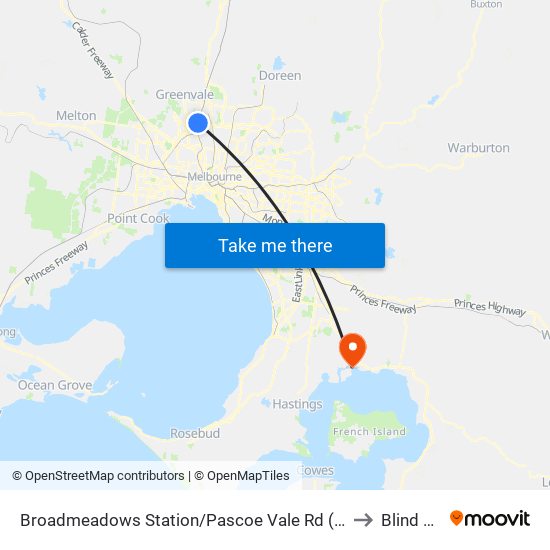 Broadmeadows Station/Pascoe Vale Rd (Broadmeadows) to Blind Bight map