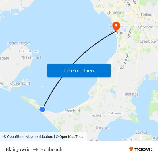 Blairgowrie to Bonbeach map