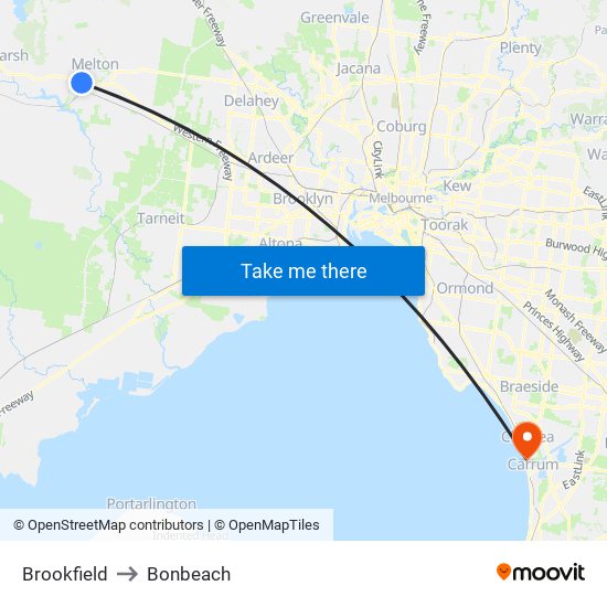 Brookfield to Bonbeach map