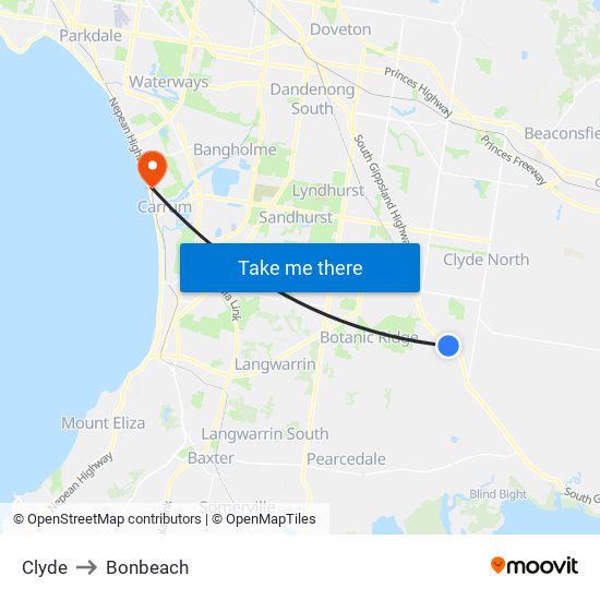 Clyde to Bonbeach map