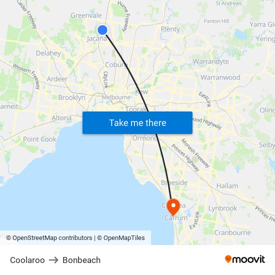 Coolaroo to Bonbeach map