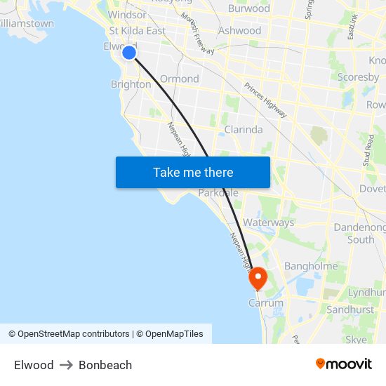 Elwood to Bonbeach map