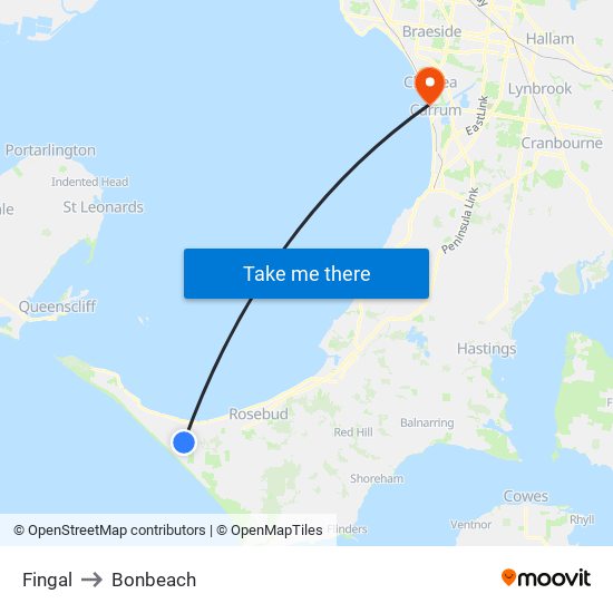 Fingal to Bonbeach map