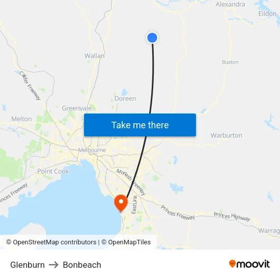 Glenburn to Bonbeach map