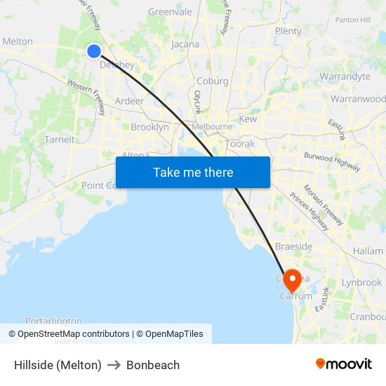 Hillside (Melton) to Bonbeach map