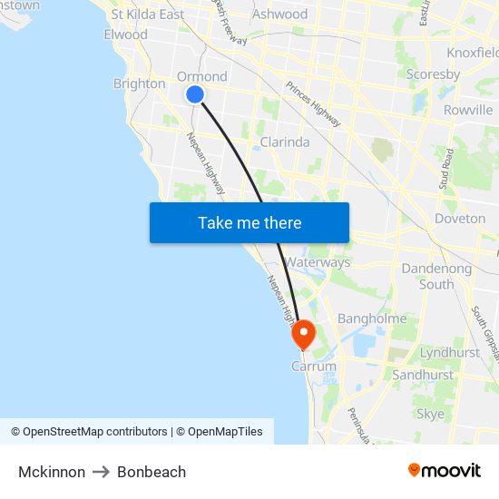 Mckinnon to Bonbeach map