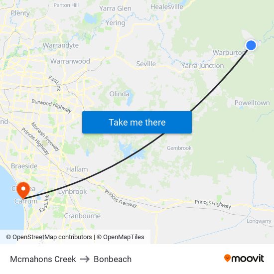 Mcmahons Creek to Bonbeach map