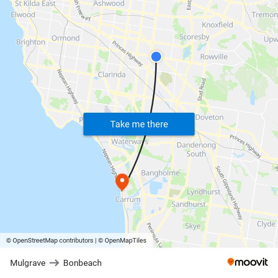 Mulgrave to Bonbeach map