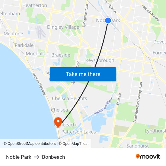 Noble Park to Bonbeach map