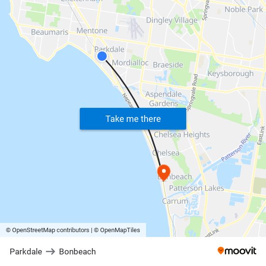 Parkdale to Bonbeach map