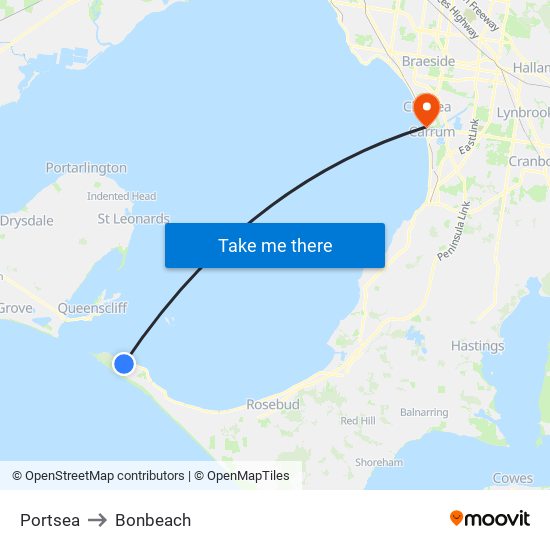 Portsea to Bonbeach map