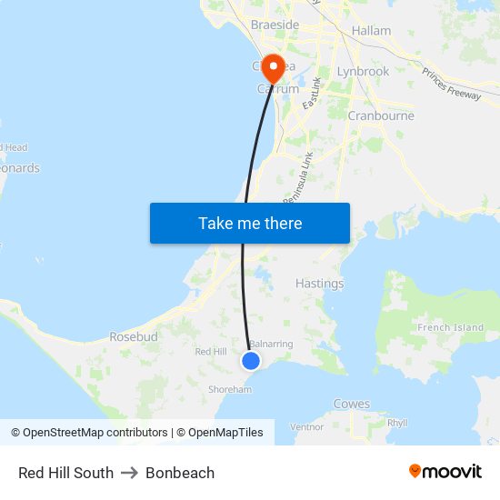 Red Hill South to Bonbeach map