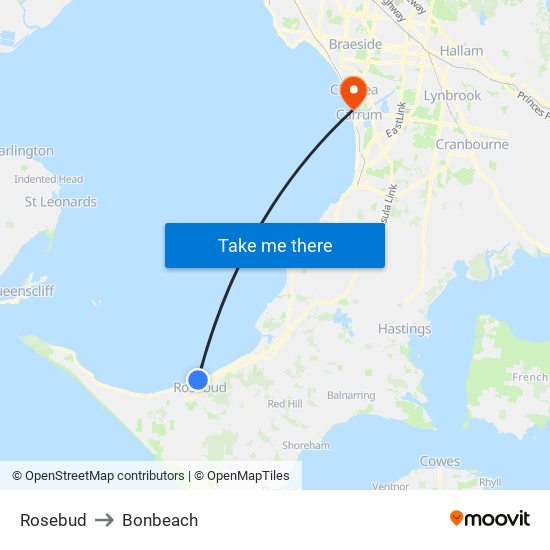 Rosebud to Bonbeach map