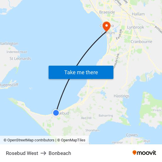 Rosebud West to Bonbeach map