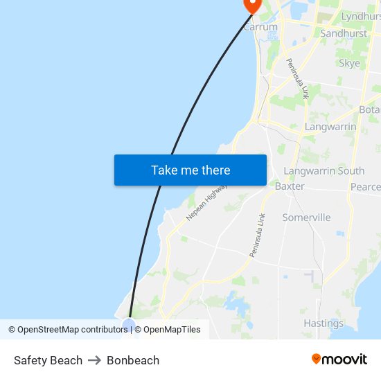 Safety Beach to Bonbeach map