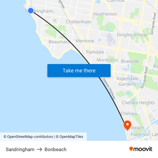 Sandringham to Bonbeach map