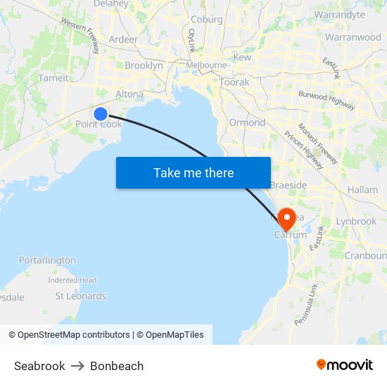 Seabrook to Bonbeach map