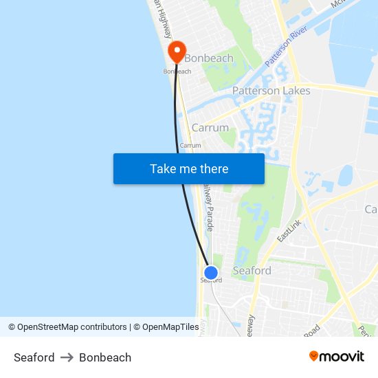 Seaford to Bonbeach map