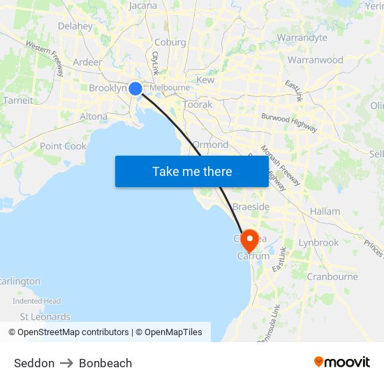 Seddon to Bonbeach map
