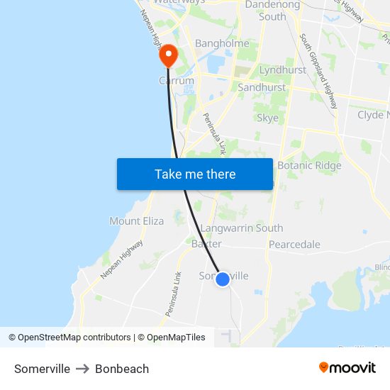 Somerville to Bonbeach map