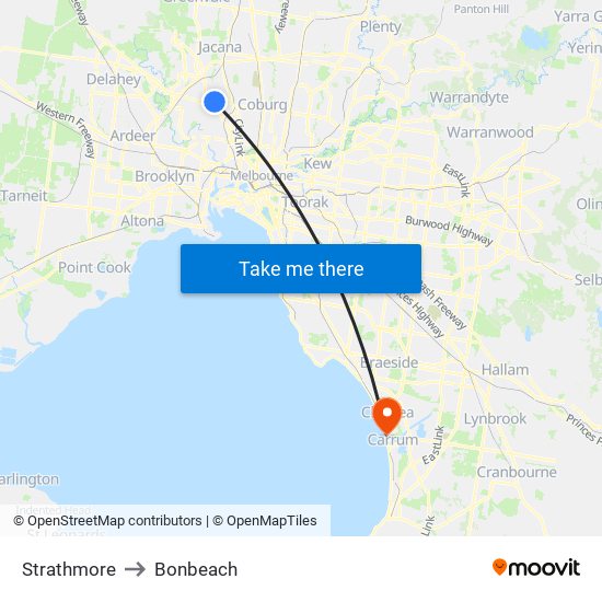 Strathmore to Bonbeach map