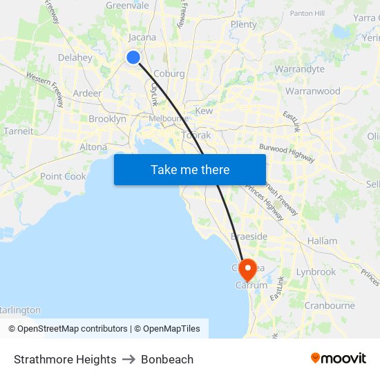 Strathmore Heights to Bonbeach map